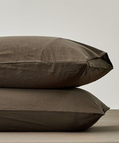 JELLYMONI 100% Washed Cotton Pillowcases, Envelope Closure 2-Pack by JELLYMONI