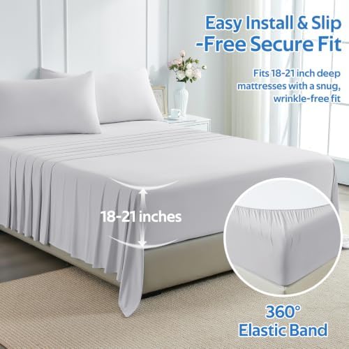 Cooling Sheet Queen Size Set 3 Pieces, Double-Sided Cooling Bed Sheets - Image 6