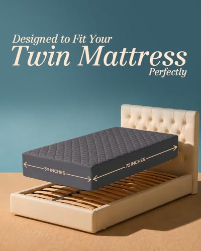 Twin Mattress Pad, Quilted Mattress Protector Topper fits 16" Deep Pocket - Image 2