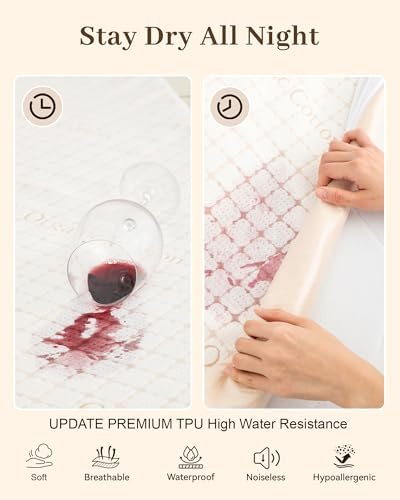 Mattress Protector Waterproof Organic Cotton Blend King Beige - Image 5
