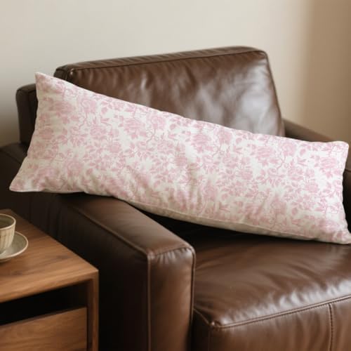 Pink Chinoiserie Floral 20x54 Body Pillow Cover, Grandmillennial Home Decor - Image 7