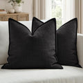 MIULEE Thick Textured Euro Sham Throw Pillow Covers 24x24 Inch Black by MIULEE