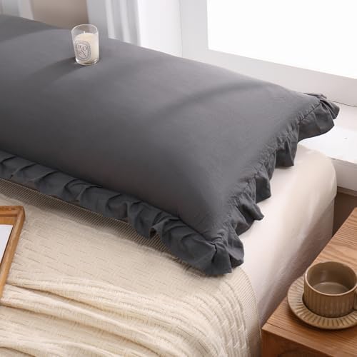 Merryword Dark Gray Body Pillow Cover 20x54inches Reversible Long Pillowcase - Image 5