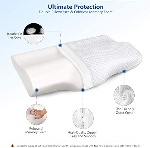 ZAMAT Memory Foam Pillow for Neck Pain Relief, Adjustable Orthopedic Ergonomic - Image 6