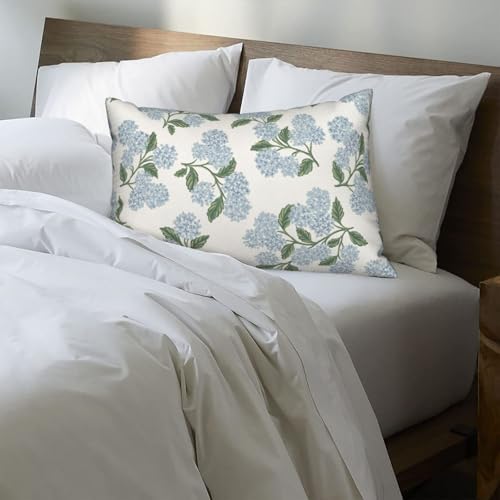 AEIOAE Spring Green Blue Hydrangea Flower Pillow Covers 12x20 Set of 2 - Image 4