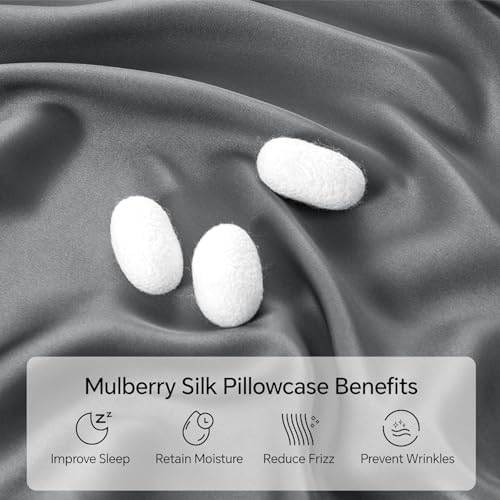 INFIIXSO Silk Pillow Cases Queen Size Set of 2, Hidden Zipper, Dark Grey - Image 2