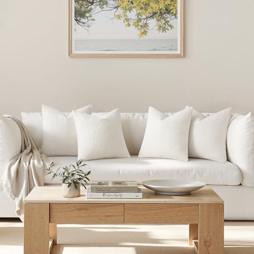 MIULEE Decorative Boucle Throw Pillow Covers 18x18 Inch White Set of 4 - Image 2