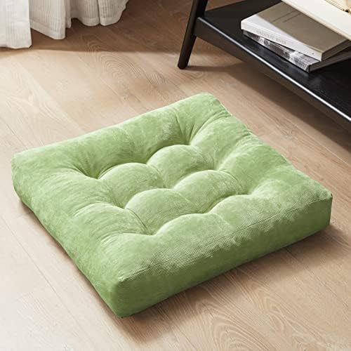 Large Floor Pillows for Adults, Square Meditation Cushion, 22 Inch Green by DegreesofComfort