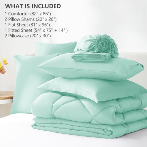 CozyLux Full Comforter Set 82"x86" Mint Green - Image 6