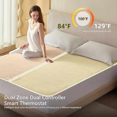 Heated Quilted Wave Mattress Pad, King Size Dual Control, Soft Bed Warmer - Image 3