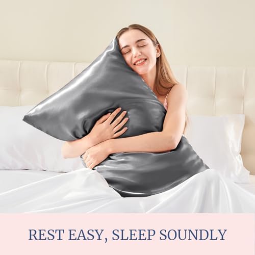 BEDELITE Satin Pillowcases, Small King 20x36 Inch, Dark Grey - Image 4
