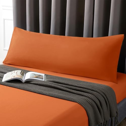 MILVOWOC Brushed Microfiber Body Pillowcases, Burnt Orange, 20x48 Inch - Image 2