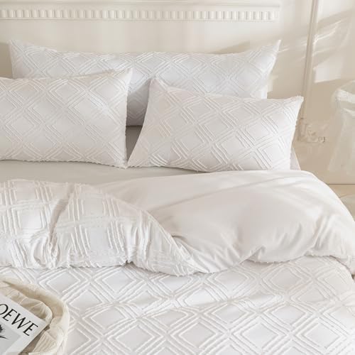 JELLYMONI White Grid Tufted Pillowcases Body Size 20" x54" - Image 4