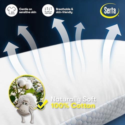 Serta Cooling Bed Pillows Queen Size Set of 2, Medium Soft - Image 5