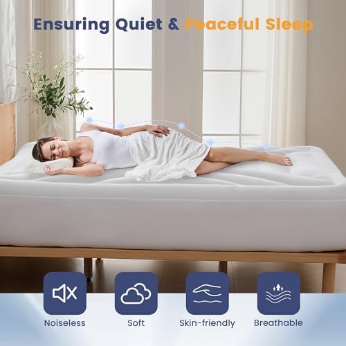 Waterproof King Mattress Pad, Noiseless Mattress Protector King Size - Image 4