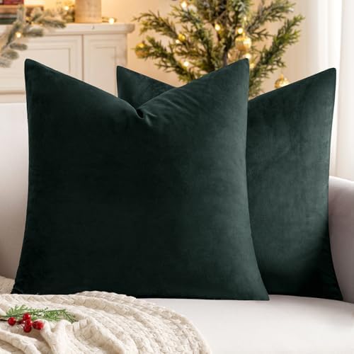 MIULEE Velvet Throw Pillow Covers 14x14 Inch Pack of 2 Army Green by MIULEE