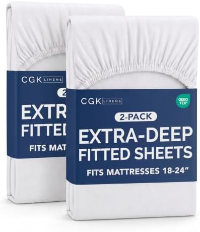 CGK Linens 2 Pack Extra Deep King Fitted Sheets by CGKUnlimited
