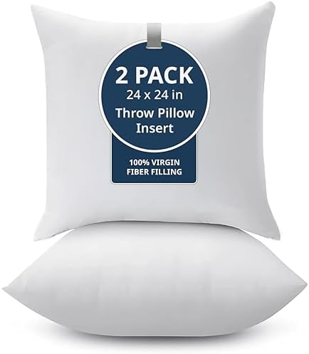 LANE LINEN 24x24 Throw Pillow Inserts Set of 2, Back Support by LaneLinen