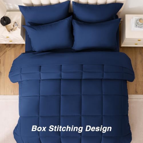 Love's cabin Plaid Full Comforter Set, Dark Blue - Image 6