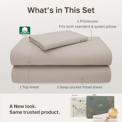California Design Den 600 Thread Count XL Twin Sheet Set, Soft Linen - Image 3