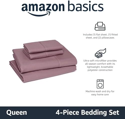 Amazon Basics Lightweight Breathable Microfiber 4-Piece Bed Sheet Set - Image 2