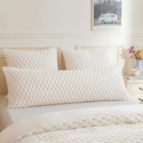 XeGe Luxury Bubble Fluffy Faux Rabbit Fur Body Pillow Cover 20x54 by XeGe