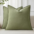 decorUhome Fall Olive Green Linen Throw Pillow Covers 26x26 Set of 2 by decorUhome