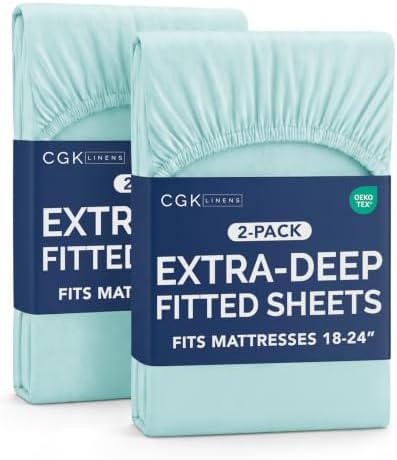 CGK Linens 2 Pack Extra Deep Cal King Fitted Sheets by CGKUnlimited