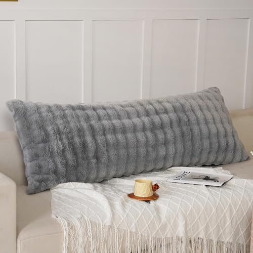 Fluffy Faux Fur Body Pillowcase, Luxury Bubble Waffle Carved Plush Long Size - Image 3