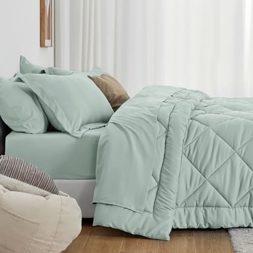 Love's cabin Full Comforter Set Aqua, 7 Pieces Full Bed in a Bag, All Season - Image 3