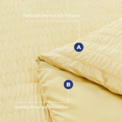 HYMOKEGE Yellow Twin Comforter Set Seersucker 5 Pieces, All Season Luxury Bed - Image 4