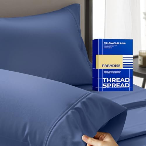 THREAD SPREAD 100% Egyptian Cotton Pillow Cases Queen Size Set of 2 Luxury 1000 by THREADSPREAD