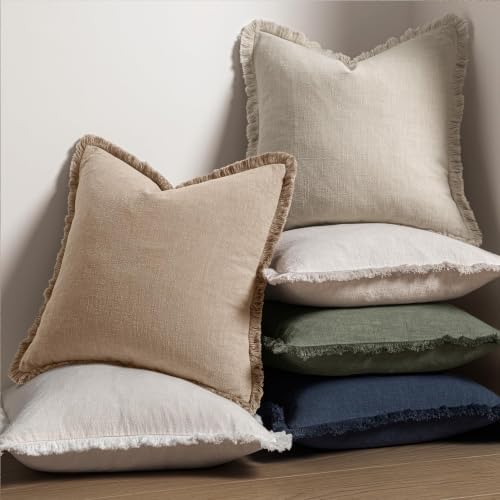 MIULEE Boho Linen Fringe Decorative Lumbar Throw Pillow Covers Camel 12x20 - Image 7