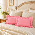 JoraLion Ruffled Throw Pillow Cover 12x20 Solid Pink by JoraLion