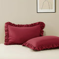 Ruffle Pillow Case Standard Size Set of 2, Wine Red by Unknown