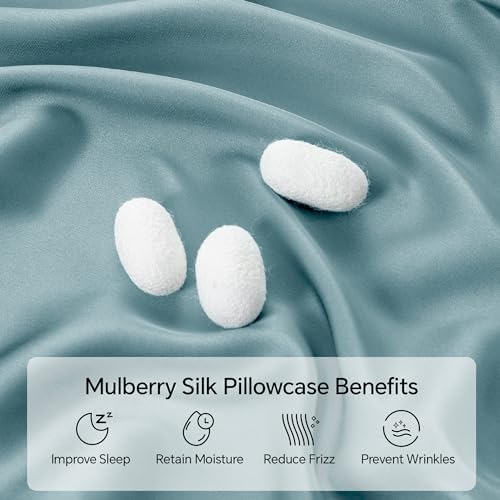 INFIIXSO Silk Pillow Cases 2 Pack, Standard Size, Hidden Zipper, Haze Blue - Image 2
