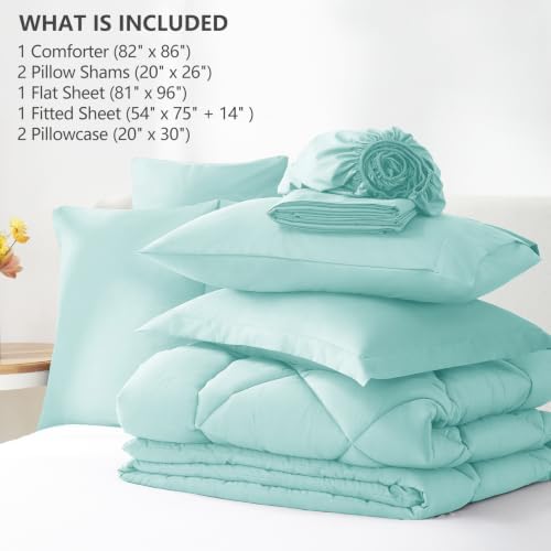 CozyLux Full Comforter Set 82"x86" Spa Blue - Image 6