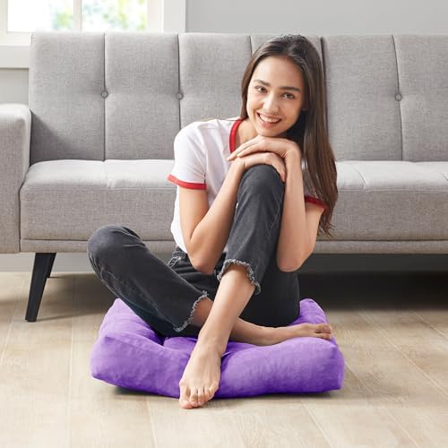 Degrees of Comfort Square Tufted Corduroy Floor Cushions, Large Pillows Seating - Image 5