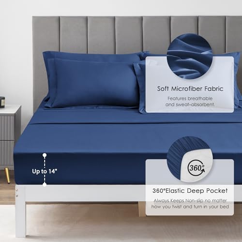 Love's cabin Twin Comforter Set Dark Blue, 5 Pieces Twin Bed in a Bag, All - Image 5