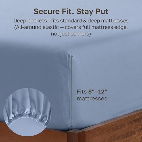 Soft Natural 100% Cotton Sateen Twin Bed Fitted Sheet - Image 4