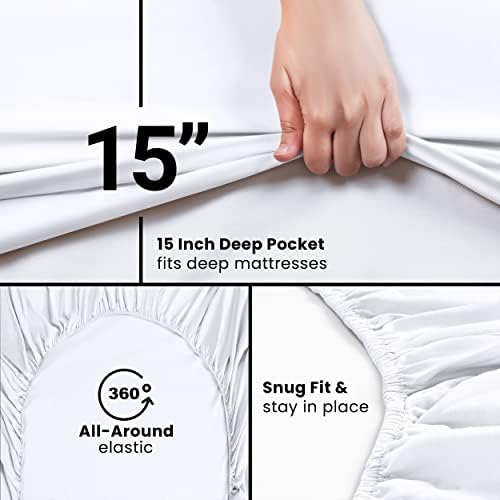 Pack of 2 Full Fitted Sheet, Fits Up to 15 Inch Deep Pocket - Image 6