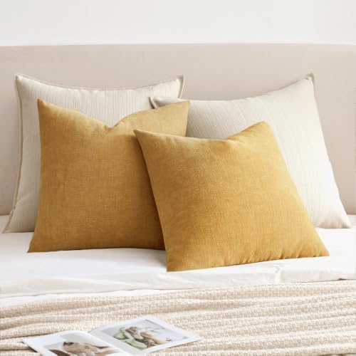 MIULEE Apricot Brown Chenille Couch Throw Pillow Covers - Image 4