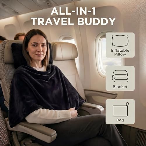 Dot&Dot Travel Pillow and Blanket Set, 2-in-1 Airplane Travel Essentials - Image 2