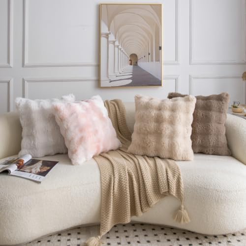 MADIZZ Pack of 2 Thick Plush Faux Wool Throw Pillow Covers Soft Boho Throw - Image 6
