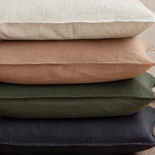 Foindtower Linen Solid Decorative Throw Pillow Cover 24x24 Inch Dark Green - Image 5