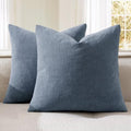 MIULEE Dark Grey Blue Chenille Couch Throw Pillow Covers by MIULEE