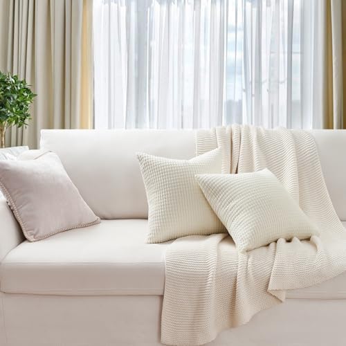 Topfinel 4 Packs Cream White Decorative Throw Pillow Covers 20x20 Inch - Image 5