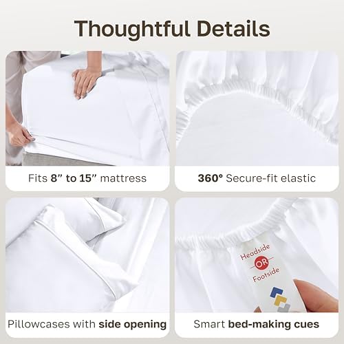 California Design Den 100% Cotton Sateen Split King Sheets - Image 5