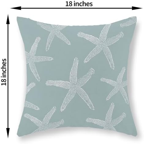 Seafoam Blue Starfish Pillow Covers 18x18 Inch Set of 2 Coastal Throw Pillows - Image 6