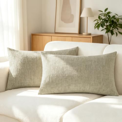 CaliTime Decorative Couch Throw Pillow Covers 20 X 12 Inches Light Taupe by CaliTime